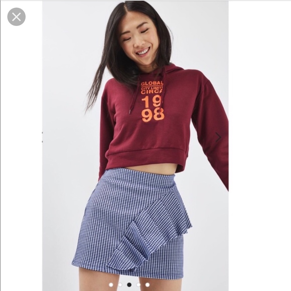 NWT Topshop gingham Ruffle skirt - Picture 2 of 7